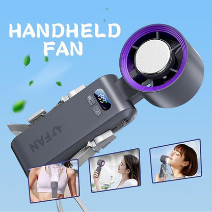Handheld Fan, Portable Handheld Fan with Ice Function, mini personal fan, Turbo Powerful Rechargeable Fans,1-199 Speed, Foldable, for Women Men Outdoor Indoor travel essentials(Grey)