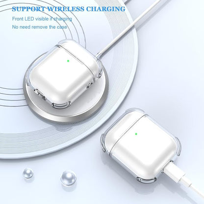 for Airpods 2nd Generation Case Cover, Clear Soft TPU Transparent Four Corner Military Grade Shockproof Protective Case with Cleaning Kit for Airpods 2 Gen Charging case 2019, Clear White