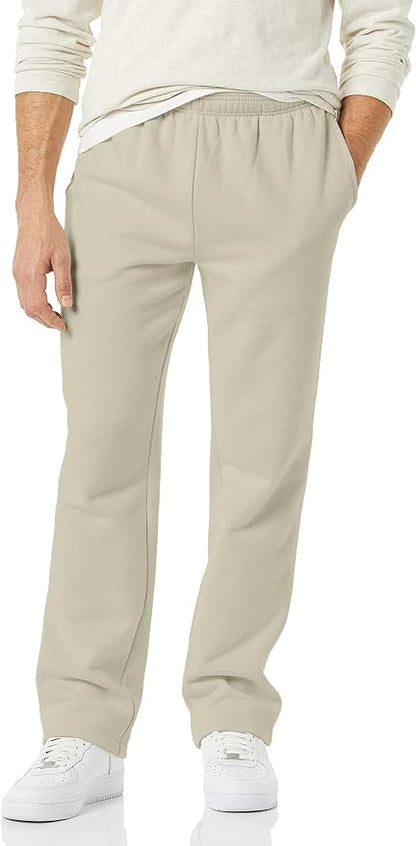 Amazon Essentials Men's Relaxed Straight Leg Fleece Open Bottom Sweatpant (Available in Big & Tall)