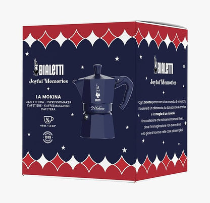 Bialetti Moka Express Iconic Italian Stovetop Espresso Maker (Blue, Half Cup)