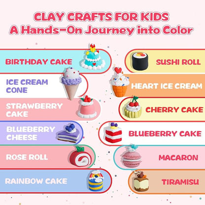 Air Dry Clay Kit, Modeling Clay for Kids, 12 Pack Dessert Theme, Soft Non-Sticky, Non-Toxic DIY Arts & Crafts with Sculpting Tools & Tutorials, Birthday Holiday Classroom Gifts, Party Favors for Kids