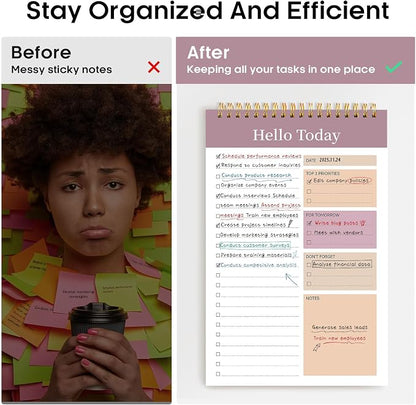 Taja To Do List Notepad, Undated Daily Planner for Work and Goal Setting | Purple, 52 Sheets, 9.8" x 6.5" , for Office, Home and school, Daily Task Planning, Notes and Everyday Organization