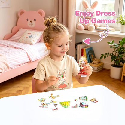PainZieteg Magnetic Dress Up Dolls,Paper Dolls for Girls, Kids DIY Princess Magnetic Dress-Up Doll for Girl Birthday (Cake Elf)