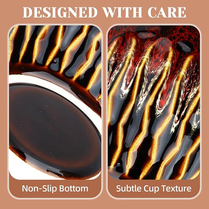 20oz Large Ceramic Coffee Mugs Unique Big Pottery Coffee Mug Microwave Safe Cool Stoneware Cups for Tea Latte Oversized Mug With Handle for Home Red Wide Clay Mugs for Men Fancy Handmade Ceramic Cup