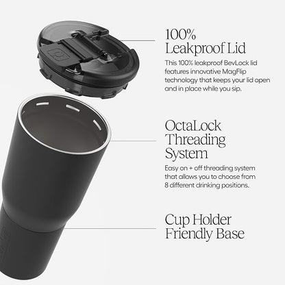 BrüMate Nav 25oz 100% Leak Proof Insulated Travel Tumbler with Magnetic BevLock™ Lid - Double Wall Cup-Holder Friendly Stainless Steel Mug (Lilac Dusk)