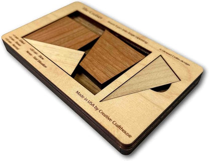 Creative Crafthouse Cruiser Stewart Coffin 4 Piece Wood Packing Puzzle | Design number 167, built in our Florida workshop. A deceptively tough fit that makes a fine desk gift for serious solvers