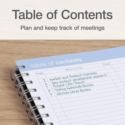 Oxford Meeting Notebook, Undated, Customizable Work Notes, Spiral Bound, Black Cover, Heavyweight 32 lb. White Paper, 7.5" x 10", 160 Pages (63830)