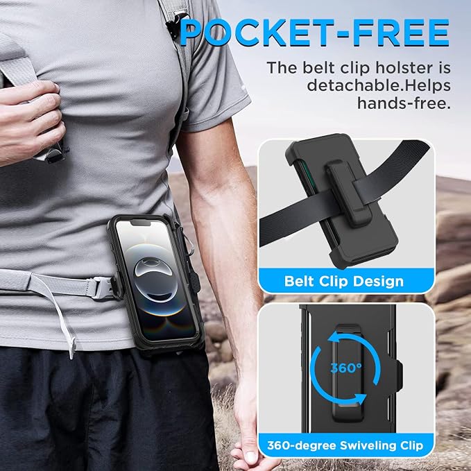 AICase for iPhone 17e/iPhone 16e Case with Belt Clip Holster,Heavy Duty Drop Protection Full Body Rugged Shockproof/Drop Proof/Dust Proof Military Protective Tough Durable Cover for iPhone 17E/16E