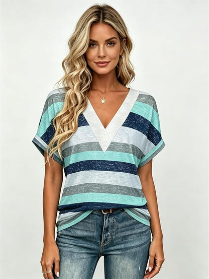 T Shirts Short Sleeve V Neck Tees Womens Tops Beach Vacation Fashion Clothes 2026 Casual Summer Spring Fall Outfits