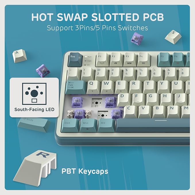 RK ROYAL KLUDGE S98 Wireless Mechanical Keyboard w/Smart Display & Knob | 96% RGB Wireless Gaming Keyboard BT/2.4G/USB-C, Hot Swappable Custom Keyboards, Creamy Sound Silent Computer Keyboard