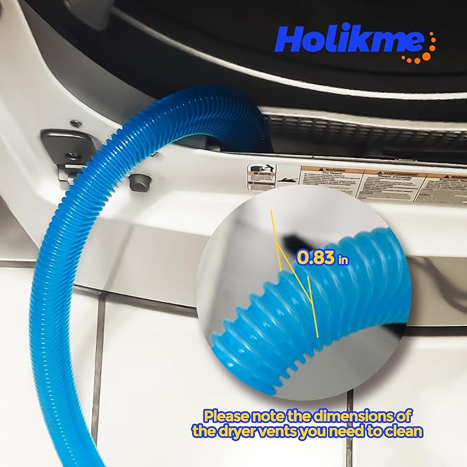 Holikme Dryer Vent Cleaner Kit – Blue Lint Vacuum Attachment | Dryer Vent Vacuum Hose Replacement Parts Reach Deep Inside Vents - Remove Hidden Lint, Speed Drying & Reduce Fire Risk