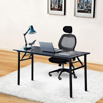 Need Home Office Desk - 62 Inches Large Computer Desk Sturdy Black Table Foldable Desk Gaming Computer Table No Assembly Required AC5CB 62inch | Black Frame Writing Gaming Work Table/Foldable Home Office Desk/Sewing Table, No Assembly Required