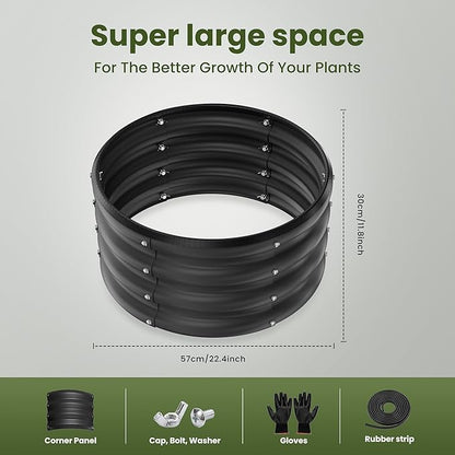 ZXZYHFTY Round Galvanized Raised Garden Bed kit,Black Outdoor Garden Raised Planter Box, Round Large Metal Raised Garden Beds for Vegetable 2 * 2 * 1ft 2 Pcs