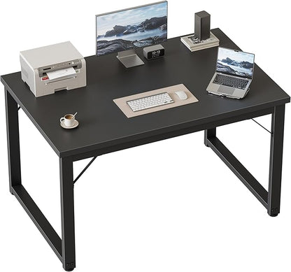 Mericonia 40 Inch Computer Desk, 1" Thick Small Office Table, Black | Modern Simple Style, Heavy Duty Industrial Frame, Small Study & Writing Table for Home Bedroom Work