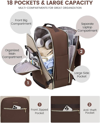 LOVEVOOK 40L Travel Backpack for Women & Men, Airline Approved Carry On Luggage with 3 Packing Cubes, TSA Overnight Bags, Waterproof Personal Item Bag, Weekender Essentials Backpacks fits 17" Laptop