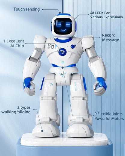 Ruko 1088 Smart Robot Toy for Kids, Large Programmable Interactive Gift | Support Remote Control & App Control & Voice Command, Birthday Gift for Boys & Girls Ages 4 5 6 7 8 9, Blue