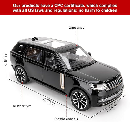 TGRCM-CZ 1:24 Range Rover Die-cast Model Vehicle with Sound & Light, Pull Back Function & Openable Doors - Realistic Details for Collectors & Gifts Black