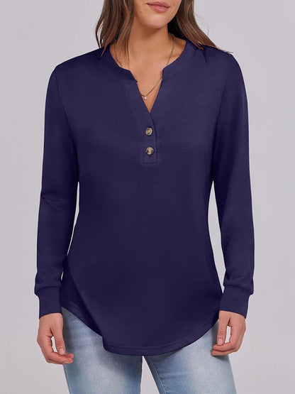 ANRABESS Women's Long Sleeve Shirts 2026 Spring Fashion Dressy Casual Tops Trendy Henley Blouses Cute Work Outfits Clothes