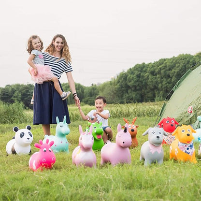INPANY Inflatable Cow Farm Animal Hopper Toys for 1 2 Year Old Boy Gifts, Ride on Toddler Hopping Bull Toys, Outdoor Bouncy Jumping Horse for Kids/Children/Girls Birthday (Pump Included)