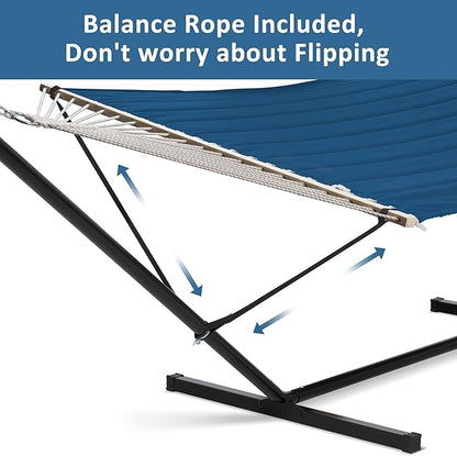 SUNCREAT Extra Large Hammocks for Outside, Heavy Duty Hammocks with Stands Included, Navy