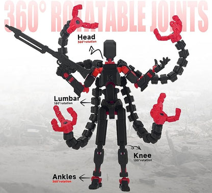 T13 Already Assembled Action Figure Accessories,T13 Multi-Jointed Movable,for Collectors Desktop Decorations t-13 Movability 3D Printed Toys (Black Red, 5.5inch)