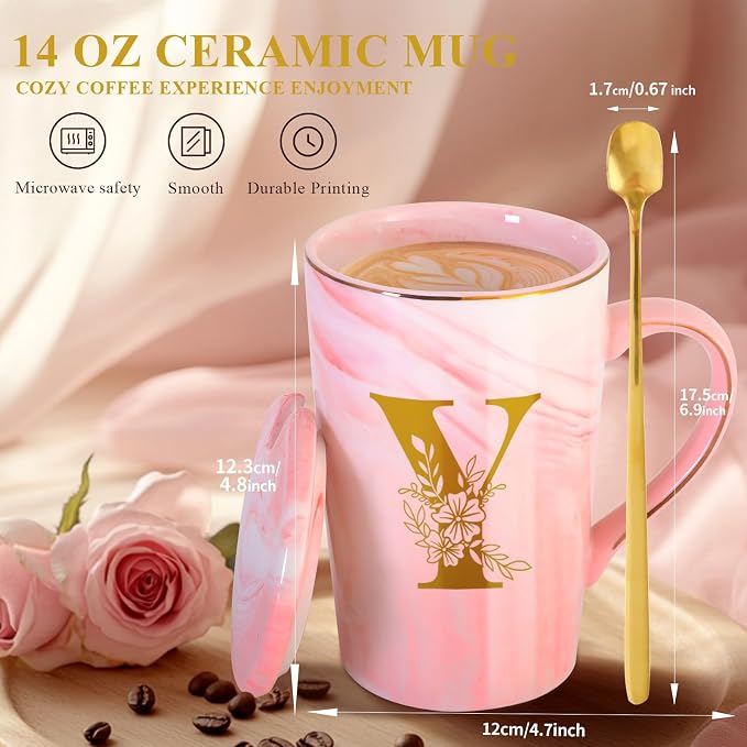 MNZZ Personalized Ceramic Coffee Mug with Lid Tea Cup Women Men Teacher Gifts Female Male Best New Appreciation Thank you Favorite Good Goodbye Retirement Friends Social Student Bestie,Y
