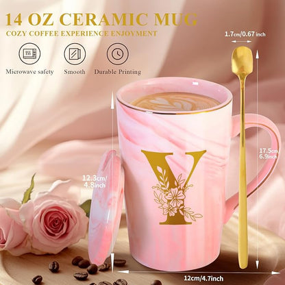 MNZZ Personalized Ceramic Coffee Mug with Lid Tea Cup Women Men Teacher Gifts Female Male Best New Appreciation Thank you Favorite Good Goodbye Retirement Friends Social Student Bestie,Y