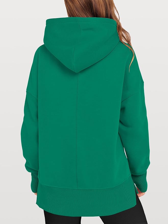 ANRABESS Womens Oversized Hoodies Long Sleeve Fleece Side Slit Hooded Sweatshirts Pullover 2026 Fall Outfits Y2K Clothes