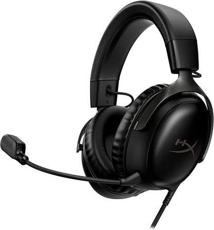 HyperX Cloud III – Wired Gaming Headset, PC, PS5, Xbox Series X|S, Angled 53mm Drivers, Spatial Audio, Memory Foam, Durable Frame, Ultra-Clear 10mm Mic, USB-C, USB-A, 3.5mm – Black