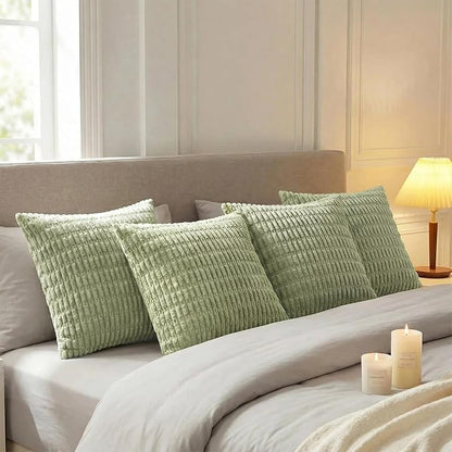 Fancy Homi 4 Packs Decorative Throw Pillow Covers for Living Room Couch Bed, Modern Farmhouse Boho Home Décor Accent Cushion Case, 24" x 24", Sage Green