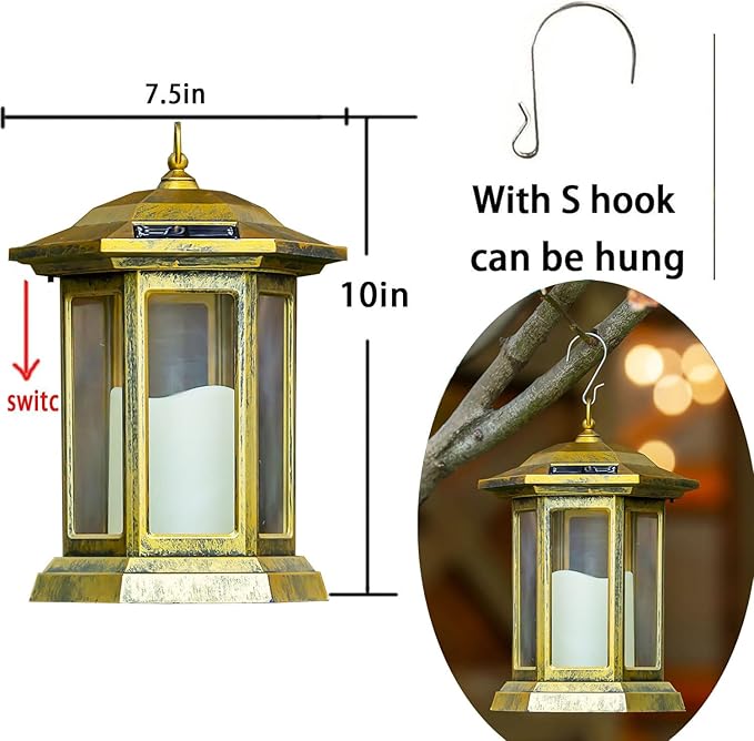 Solar Lantern Outdoor, Outdoor Hanging Candle Lanterns LED Lights - PVC Waterproof Solar Lights Decorative Lantern Lights for Table,Outdoor,Party…