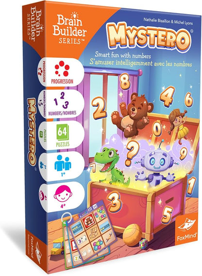 FoxMind Games Mystero – Multi-Level BrainTeaser Puzzles for Kids Ages 4+, STEM Game Develops Math, Logic & Reasoning Skills, 64 Progressive Challenges (Brain Builder Series)