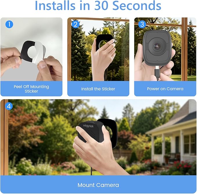 5MP 3K Magnetic Window Camera, Indoor Window Security Camera for Home with Full Color Night Vision,5GHz&2.4GHz WiFi 6,AI Human Vehicle Detection,2-Way Audio, No Drill, 24/7 Recording