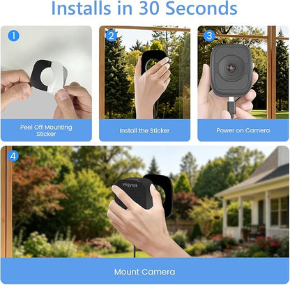 5MP 3K Magnetic Window Camera, Indoor Window Security Camera for Home with Full Color Night Vision,5GHz&2.4GHz WiFi 6,AI Human Vehicle Detection,2-Way Audio, No Drill, 24/7 Recording