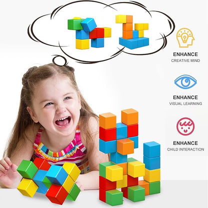 Magnetic Blocks, 1.41 inch Large Magnetic Building Blocks for Toddlers 3 4 5 6 7 8 Years Old Boys Girls Magnet Cubes for Kids 1-3 Montessori Toys STEM Preschool Educational Building Cube 30 Pcs