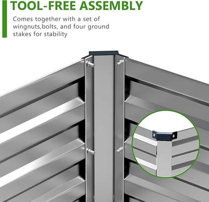 2PCS 6x3x1ft Galvanized Raised Garden Bed Kit, Galvanized Planter Raised Garden Boxes Outdoor, Large Metal Raised Garden Beds for Vegetables,Silver