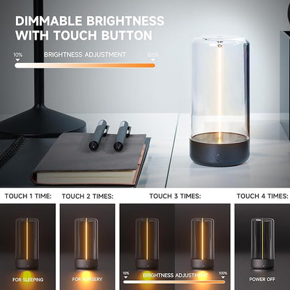 Mini Minimalist Table Lamp Cordless LED Desk Lamp Rechargeable Modern Night Lights Portable Nightstand Lamps Unique Ambient Light Mood Lighting for Bedroom, Beside, Nursery