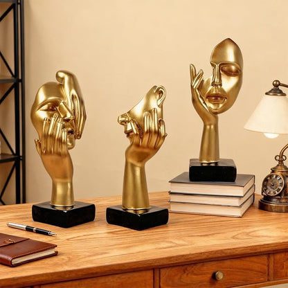 3 Pcs Thinker Statue,Modern Home Sculptures,Figurine for Bookshelf1