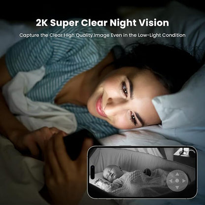 AMOROM Indoor Camera 2K, Baby/Kids/Elderly/Dog/Cat Camera | AI Smart Detection & Alarm, 2-Way Audio, Night Vision, 2.4G&5G WiFi App Control, Cloud & SD Card Storage, 2 Pack