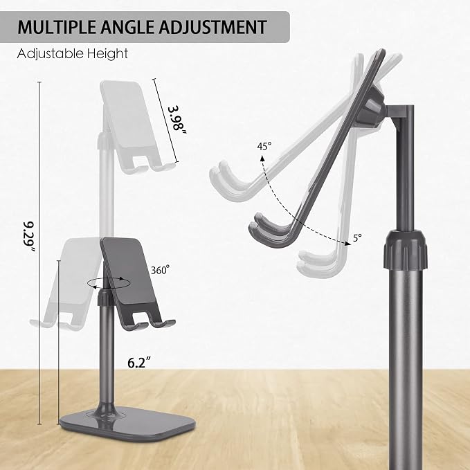 Doboli Cell Phone Stand, Phone Stand for Desk, Phone Holder Stand Compatible with iPhone and All Mobile Phones Tablet, Gifts for Adults Women Men Mom Wife, Space Gray