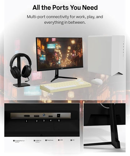 Pixio PX249 Wave 24 inch 240Hz Refresh Rate FHD 1080p Resolution Fast IPS Panel 1ms GTG Response Time Built-in Speakers Gaming Monitor with Adaptive Sync