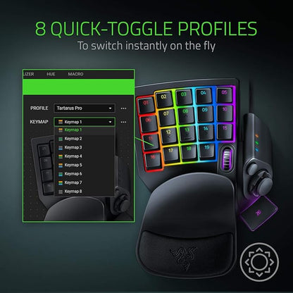 Razer Tartarus Pro Gaming Keypad: Analog-Optical Key Switches - Rapid Trigger - Adjustable Actuation - 32 Programmable Keys - Customizable Macros - Chroma RGB Lighting - Classic Black | Rapid Trigger, Adjustable Actuation, 32 Programmable Keys, Customi...