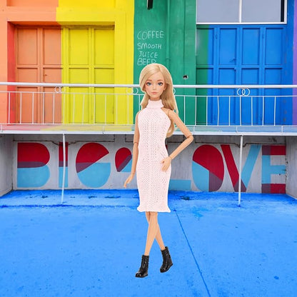 9 Pcs Doll Winter Clothes and Accessories for 11.5 Inch Girl Doll Include Jacket, Hooded Sweatshirt, Dress, Coat with 4 Pairs of Shoes for Girl Dolls Clothing Set