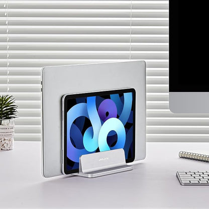 JARLINK Vertical Laptop Stand, Aluminum Laptop Holder Desktop Stand with Adjustable Dock Size (up to 17.3 inches) Compatible with All MacBook/Surface/Dell/Gaming Laptops (Silver)