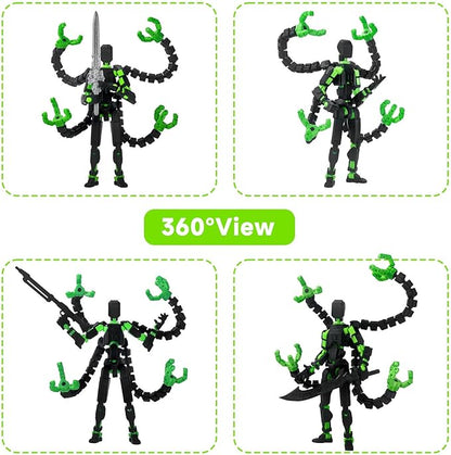 Already Assembled T13 Action Figure Accessories, T13 Multi-Jointed Movable,for Collectors Desktop Decorations t-13 Movability 3D Printed Toys (Black Green, 5.5inch)