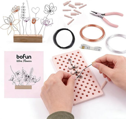 BoFUN Easy Wire Flower Crafts Kit for Teens& Adults Women, DIY Art Hobbies Craft Metal Flower Making Set, Creative Handmade Craft Supplies for Home Decor, Party, Gift Mom Birthday