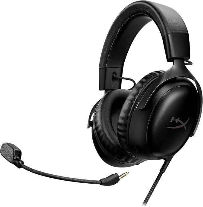 HyperX Cloud III – Wired Gaming Headset, PC, PS5, Xbox Series X|S, Angled 53mm Drivers, Spatial Audio, Memory Foam, Durable Frame, Ultra-Clear 10mm Mic, USB-C, USB-A, 3.5mm – Black