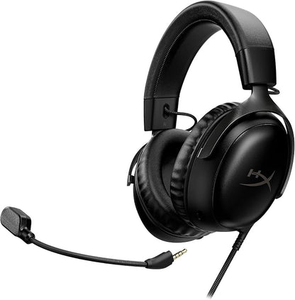 HyperX Cloud III – Wired Gaming Headset, PC, PS5, Xbox Series X|S, Angled 53mm Drivers, Spatial Audio, Memory Foam, Durable Frame, Ultra-Clear 10mm Mic, USB-C, USB-A, 3.5mm – Black