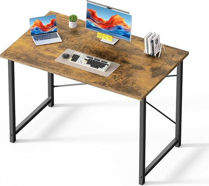 OLIXIS 44 Inch Computer Office Desk for Small Spaces, Writing Gaming Work Desk Modern Study Table with Metal Frame Home Bedroom, Rustic Brown | Computer Writing Workstation, Strong Metal Frame, Small Spaces Home Bedroom Dorm, Rustic Brown