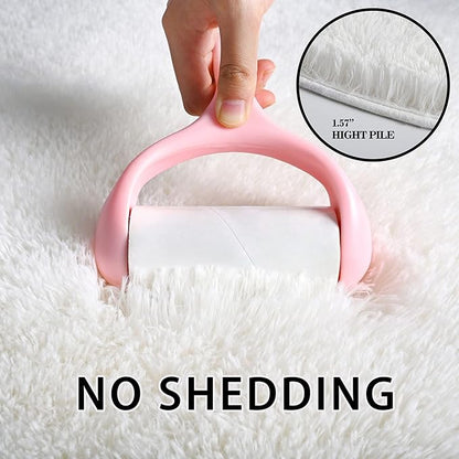 Merelax Soft Shaggy Rug for Kids Bedroom, Oval 2.6'x5.3' Cream Plush Fluffy Carpets for Living Room, Furry Carpet for Teen Girls Room, Anti-skid Fuzzy Comfy Rug for Nursery Decor Cute Baby Play Mat